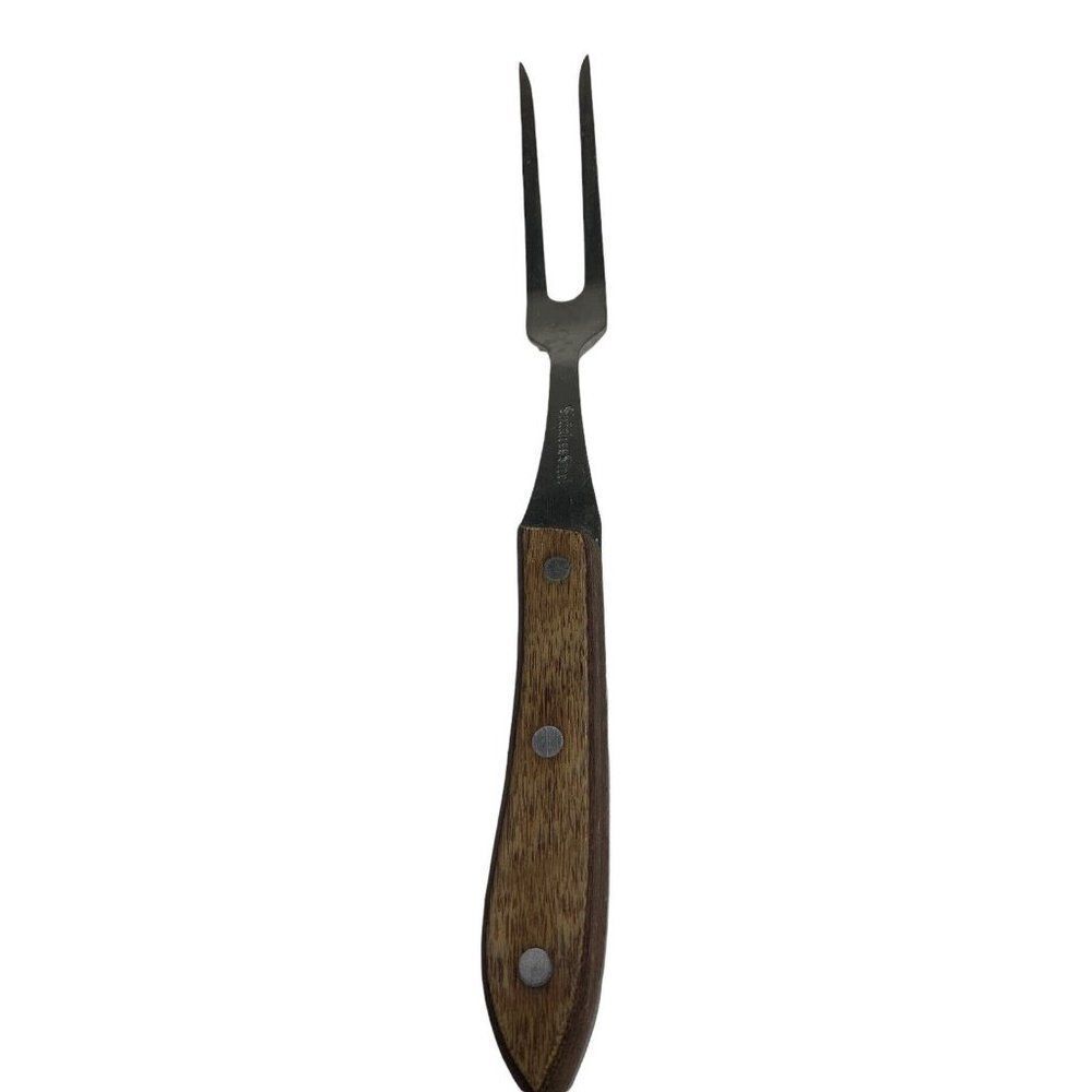 Interpur Carving Fork 12" Wood Handle Stainless Steel Japan Original Vintage